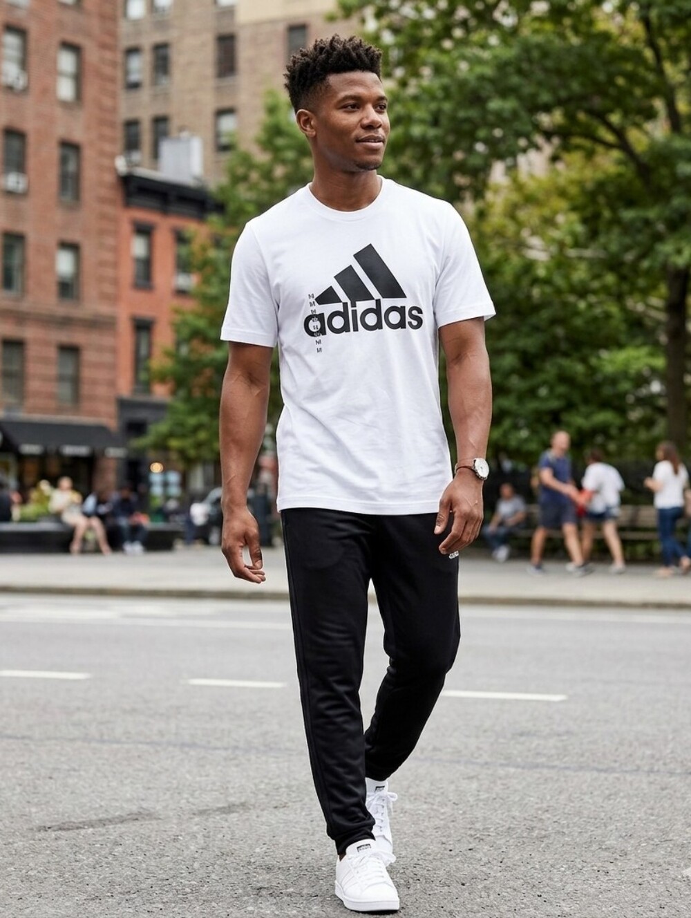 adidas Men’s Classic Badge of Sport Logo Graphic T-Shirt White Size M NWT